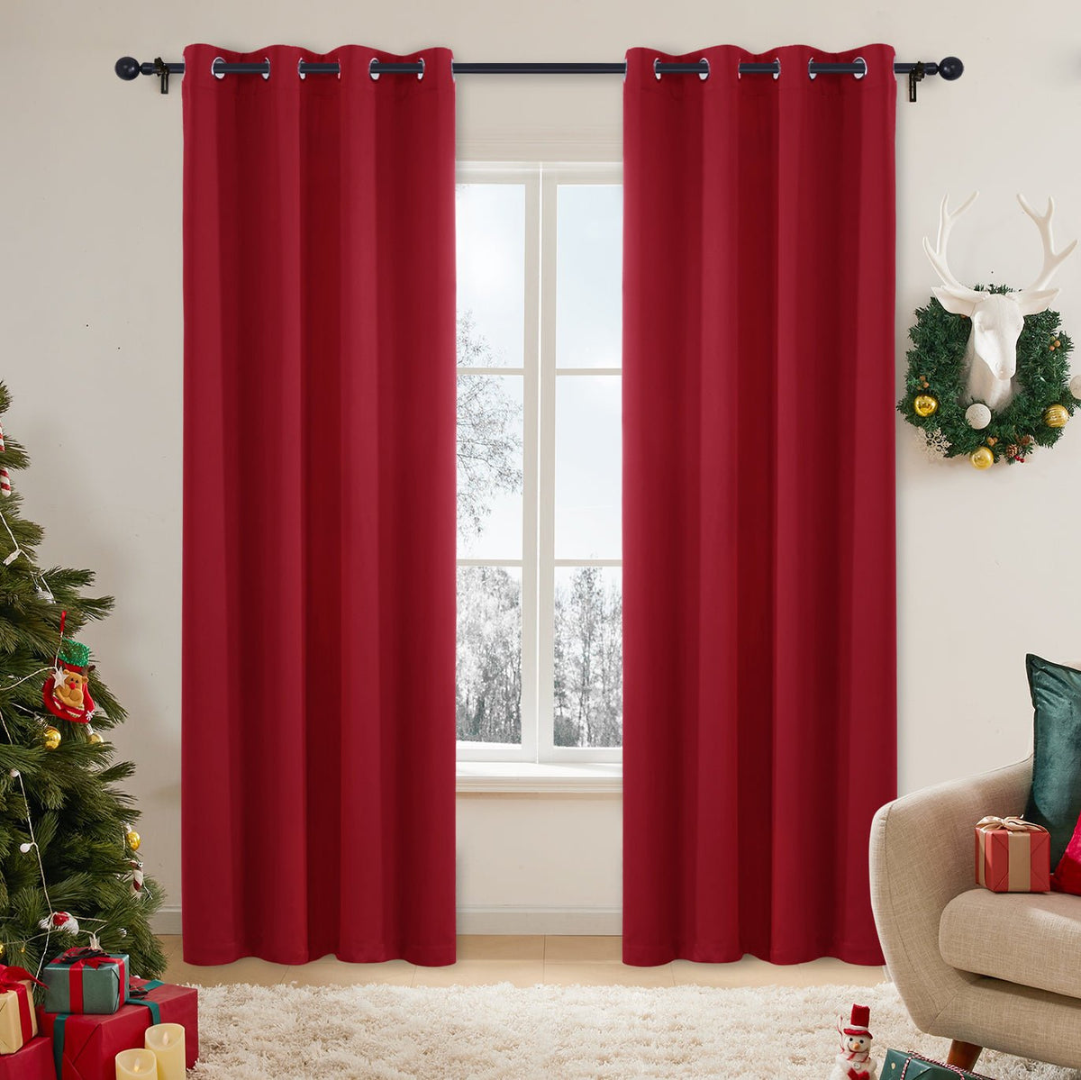 UK Ready Made Eyelet Blackout Thermal Curtains Deconovo Affordable