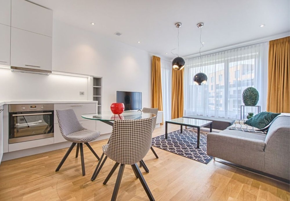 Living Room Nicely Decorated with Open Curtains