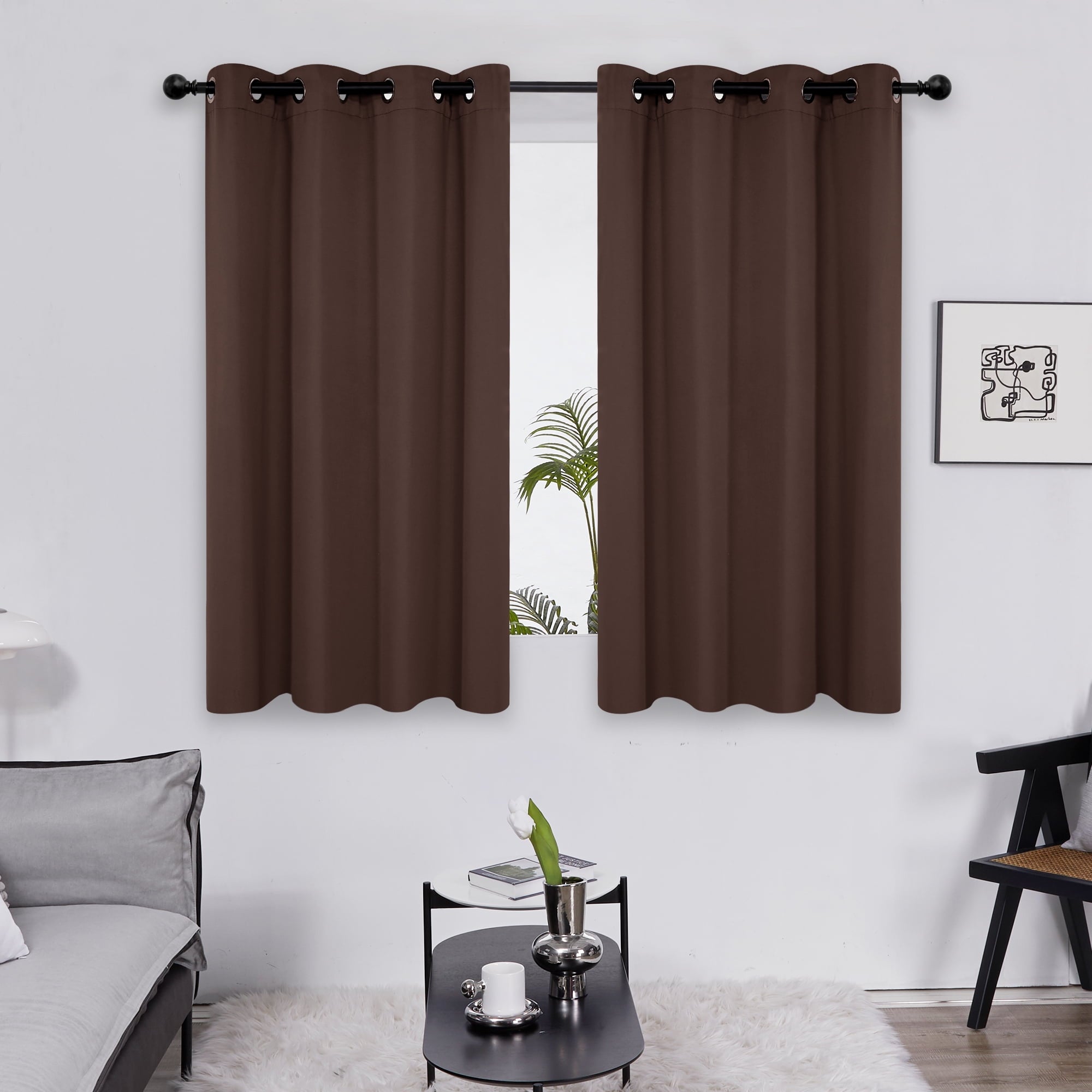 Deconovo Blackout Curtains With Grommets - Triple Weave For Bedroom & Living Room, Silver Foil Design