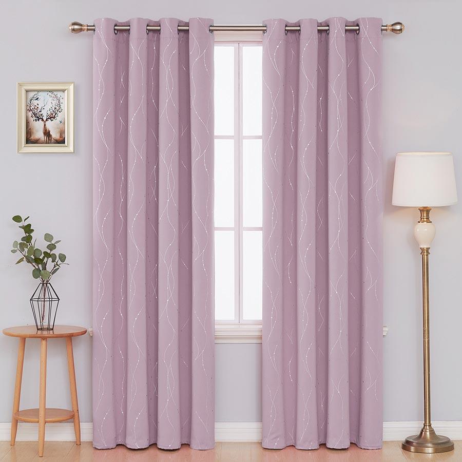 Dotted Line Foil Printed Blackout Thermal Curtains | 2 Panels