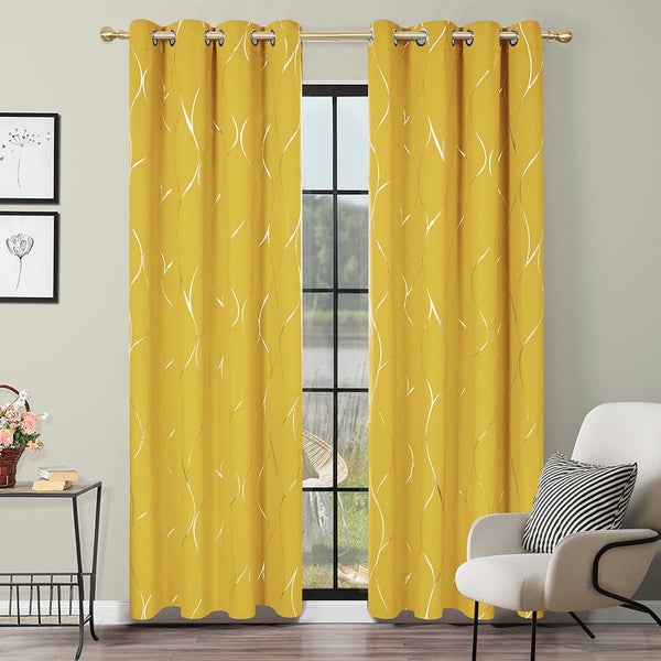 Striped Stay Cool Grommet Blackout Thermal Curtains | Ready Made Deconovo UK 2 Panels
