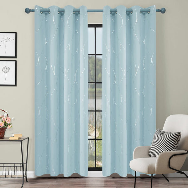 Striped Stay Cool Grommet Blackout Thermal Curtains | Ready Made Deconovo UK 2 Panels