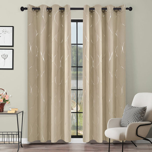 Striped Stay Cool Grommet Blackout Thermal Curtains | Ready Made Deconovo UK 2 Panels