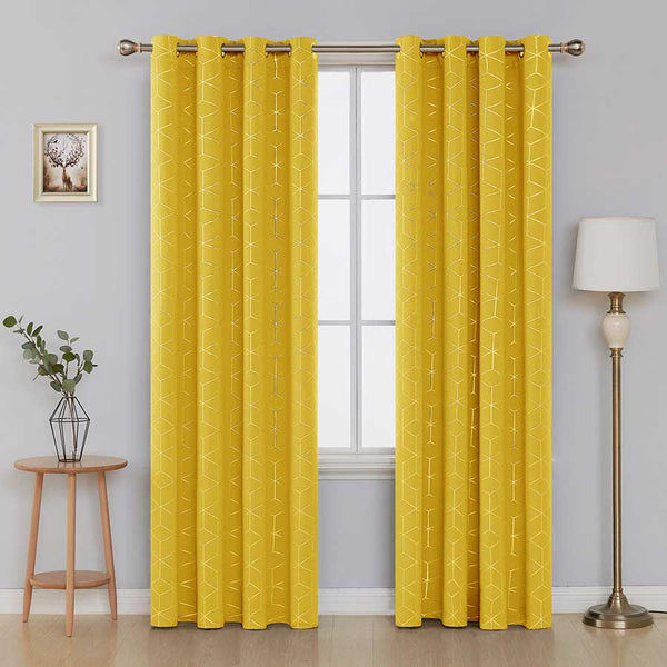 Diamond Foil Printed Ready Made Blackout Thermal Curtains | 2 Panels