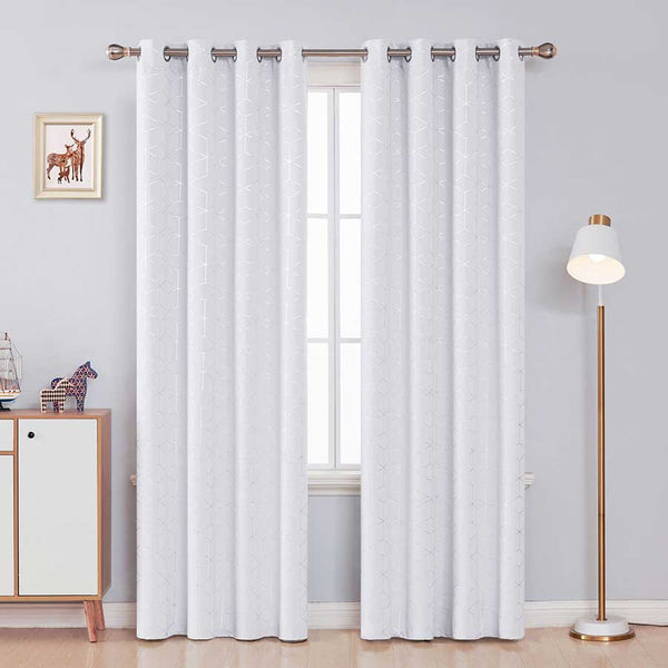 Diamond Foil Printed Ready Made Blackout Thermal Curtains | 2 Panels