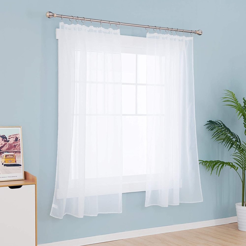 Pencil Pleat Voile Sheer Translucent Curtains
