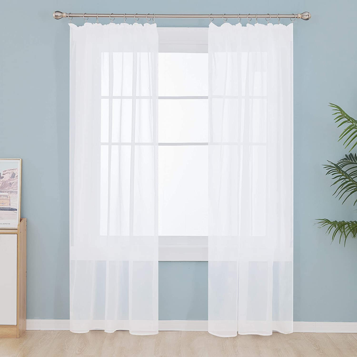Pencil Pleat Voile Sheer Translucent Curtains