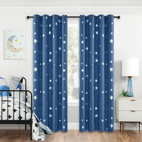 Deconovo Blackout Eyelet Thermal Insulated Energy Saving Childrens Curtains | Ready Made Curtains UK -2 Panels