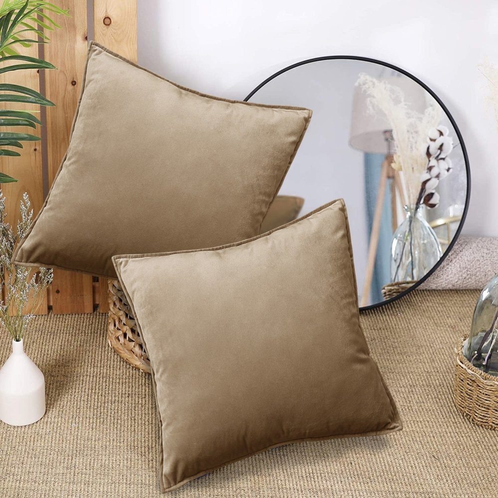 2 Crushed Velvet Sofa Cushion Covers Invisible Zipper