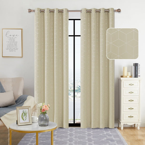 Diamond Foil Stop Noise Eyelet Blackout Thermal Kids Bedroom Curtains | 2 Panels