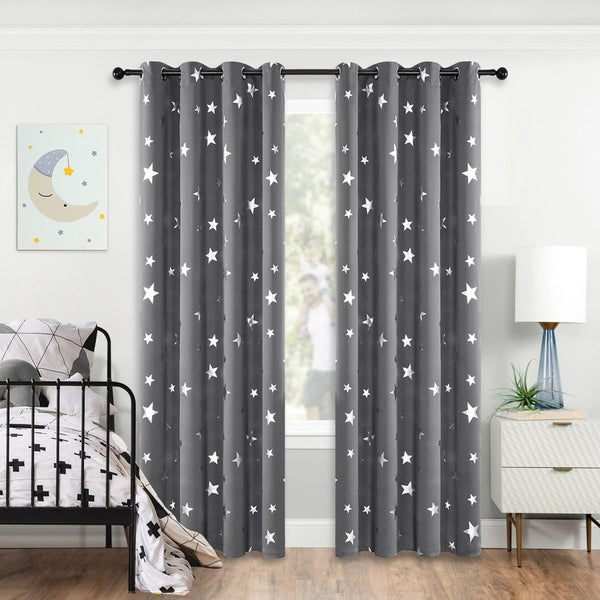 Deconovo Blackout Eyelet Thermal Insulated Energy Saving Childrens Curtains | Ready Made Curtains UK -2 Panels