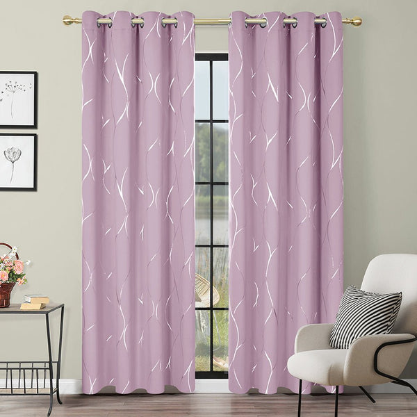 Striped Stay Cool Grommet Blackout Thermal Curtains | Ready Made Deconovo UK 2 Panels