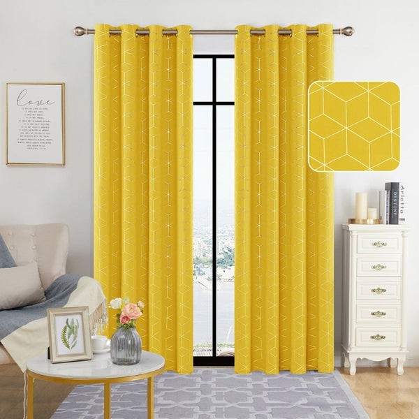 Diamond Foil Stop Noise Eyelet Blackout Thermal Kids Bedroom Curtains | 2 Panels