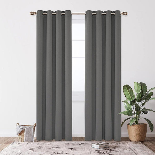 Deconovo Super Soft Ring Top Curtains Eyelet Blackout Thermal Curtains |Raedy made curtians UK 2 Panels