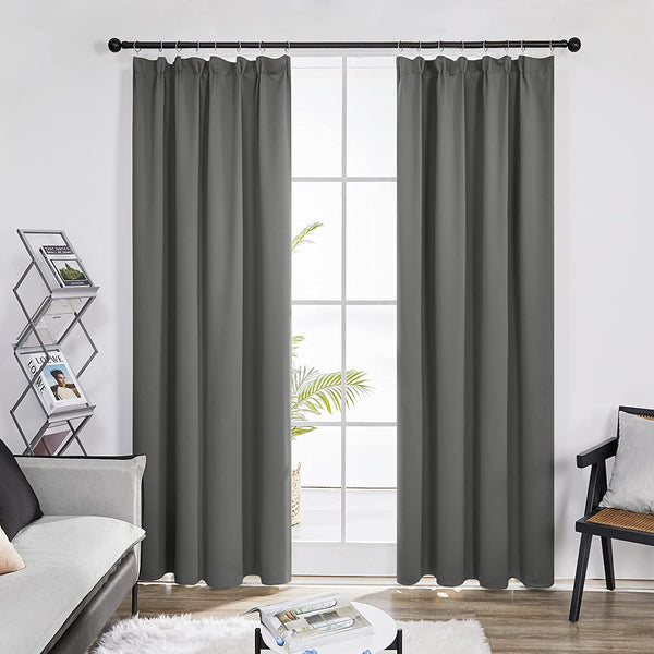 Ready Made Pencil Pleat Blackout Thermal Curtains | Deconovo UK 2 Energy Efficient Panels