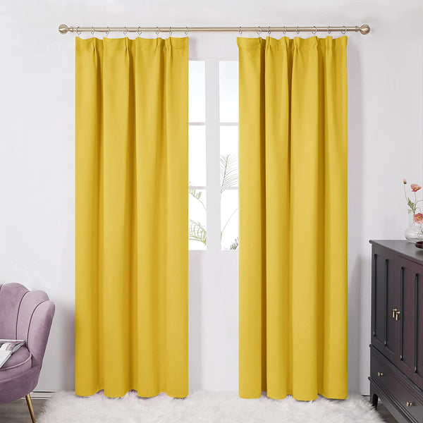 Ready Made Pencil Pleat Blackout Thermal Curtains | Deconovo UK 2 Energy Efficient Panels