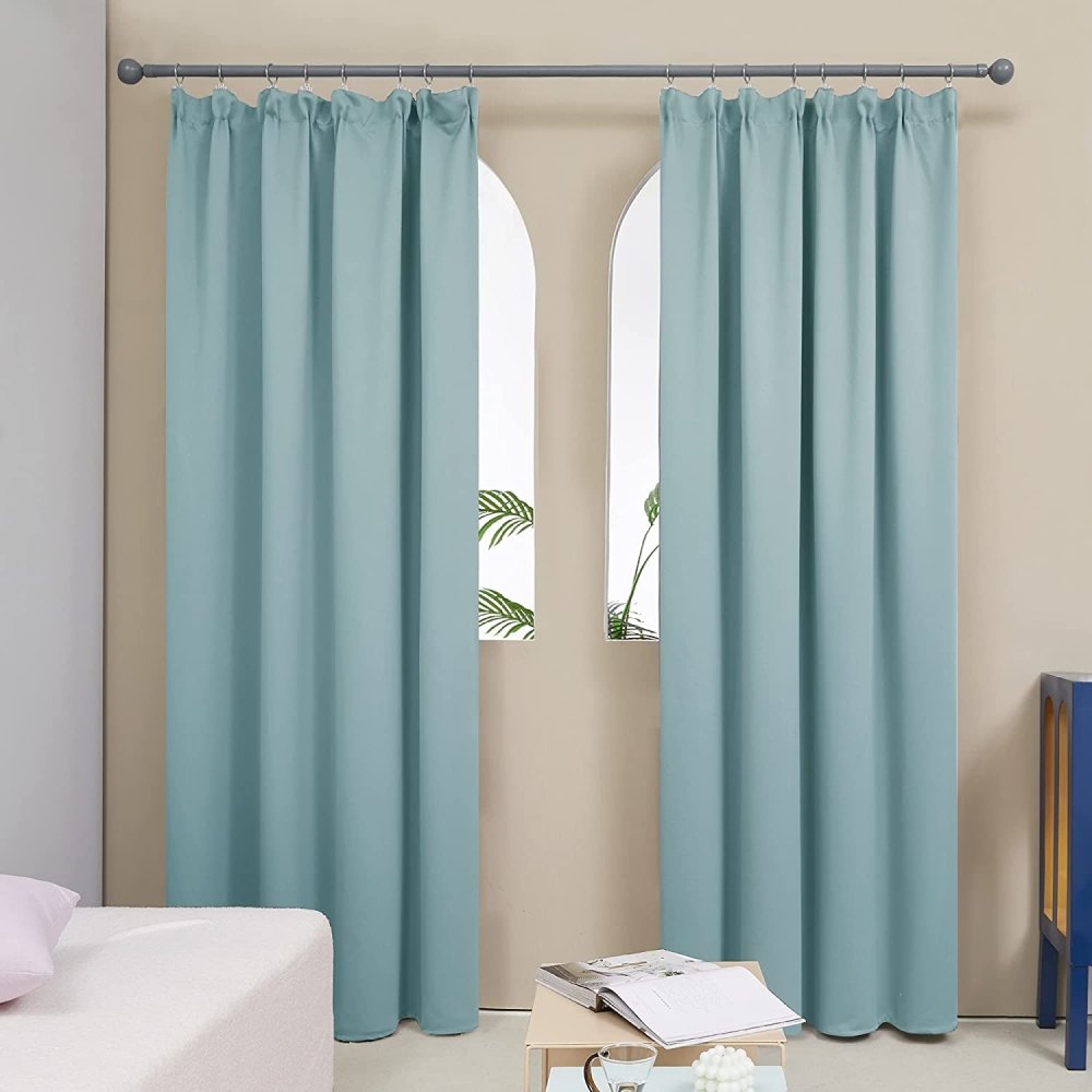 LEMOMO Sky Blue Thermal Blackout Curtains/52 x 108 Inch/Set of 2 Panels Roo Buy Blue Sky Blackout⁄Thermal Cotton Eyelet Curtains from the Next