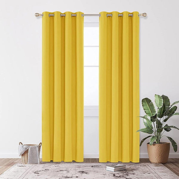 Deconovo Super Soft Ring Top Curtains Eyelet Blackout Thermal Curtains |Raedy made curtians UK 2 Panels