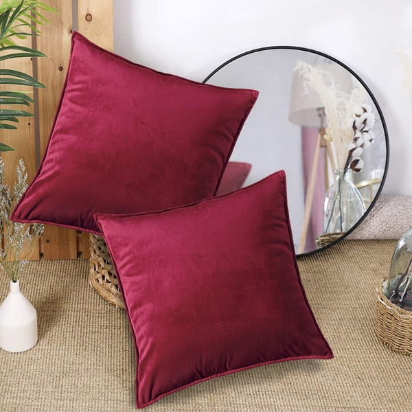 Crushed Velvet Sofa Cushion Covers Invisible Zipper 2 Pieces