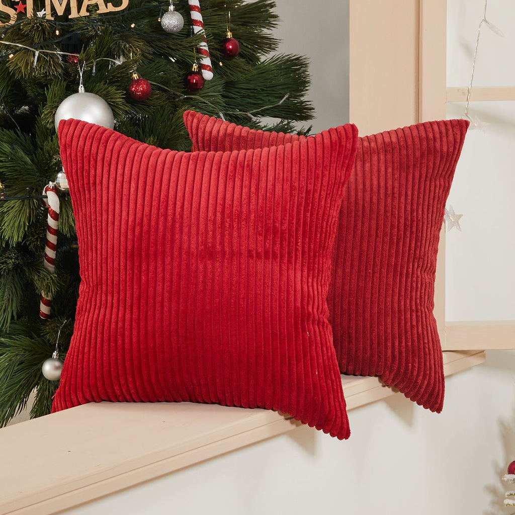 Super Soft Corduroy Large Cushion Covers Grid Throw Pillowcases Deconovo 2 Pieces